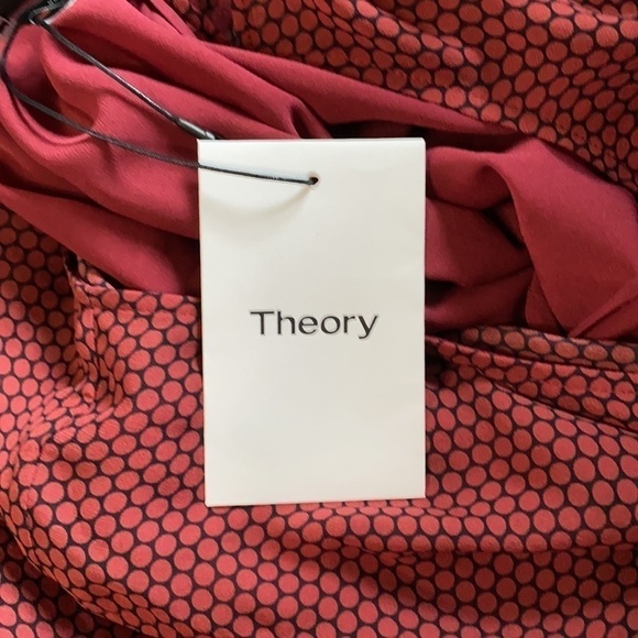 THEORY Dot Print Flounce Silk Chiffon Dress Drop Waist Sleeveless Sz Large NEW - Picture 13 of 15